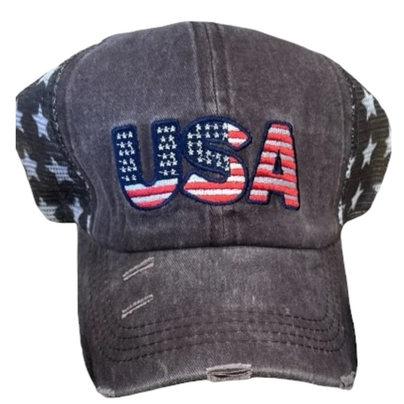 USA Embroidered Gray Cap - Picture 4 of 4